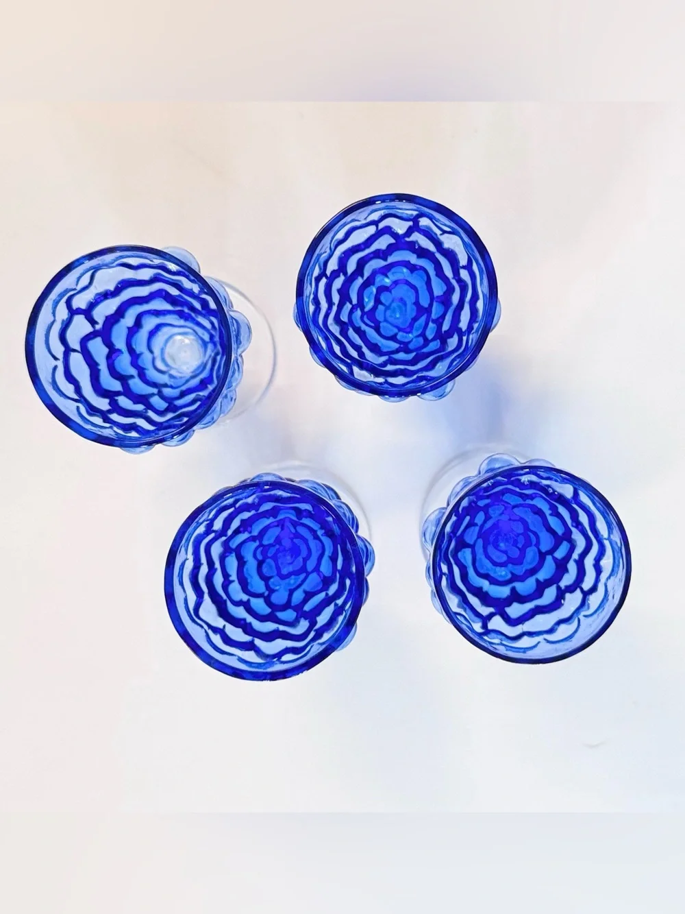 1950s–1960s Empoli Italian Cobalt Blue Grape Cluster Glass Decanter Set